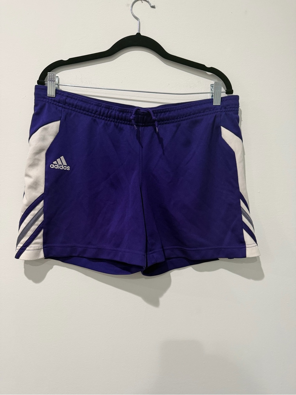 adidas Purple Athletic Shorts with White Side Panels